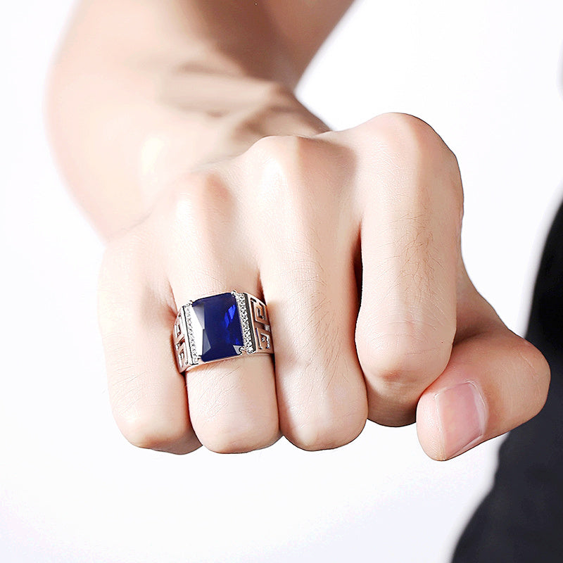 Men's Platinum Plated White Copper Ring Highly Polished Exquisite Workmanship Durable Jewelry For Men Elegance