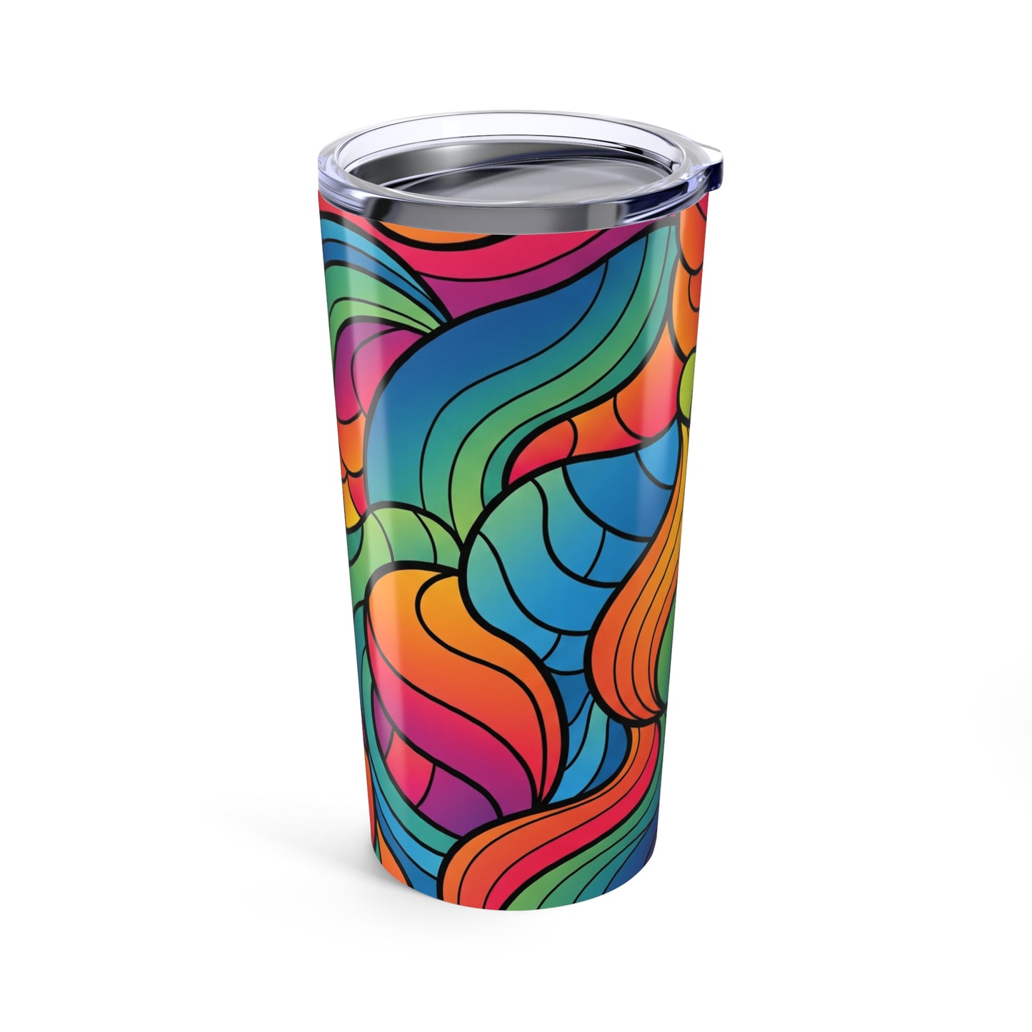 20oz Stainless Steel Tumbler With Double Wall Vacuum Insulation And Printed Design Leak Proof Lid For Hot Or Cold