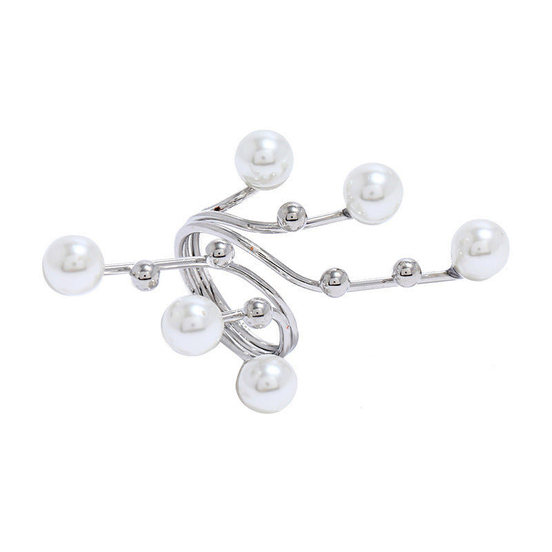 Geometric Pearl Ring Alloy European Jewelry For Women