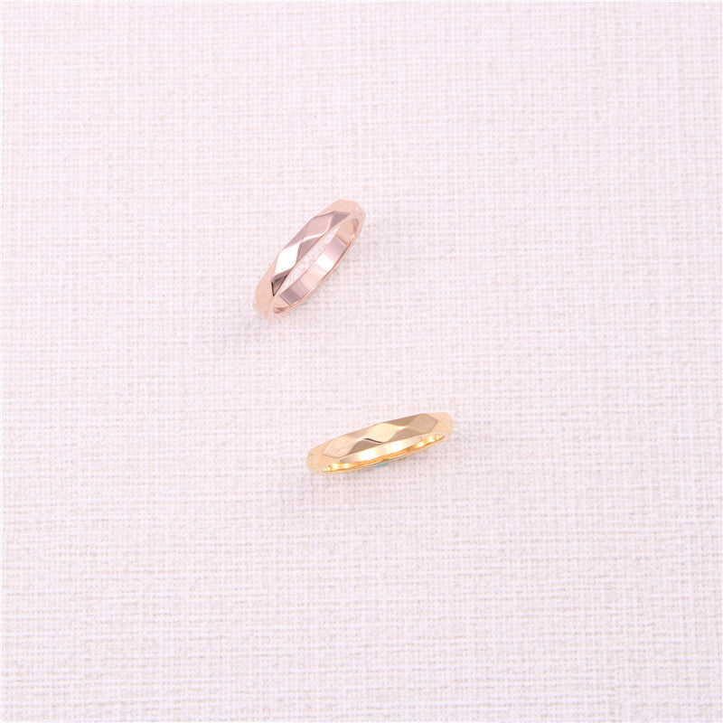 Titanium Steel Geometric Inlaid Ring Women Hypoallergenic