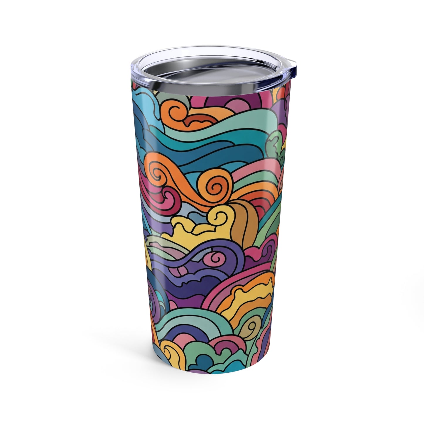 20oz Stainless Steel Printed Design Tumbler With Double Wall Vacuum Insulation Spill Resistant Thermal Coffee Mug
