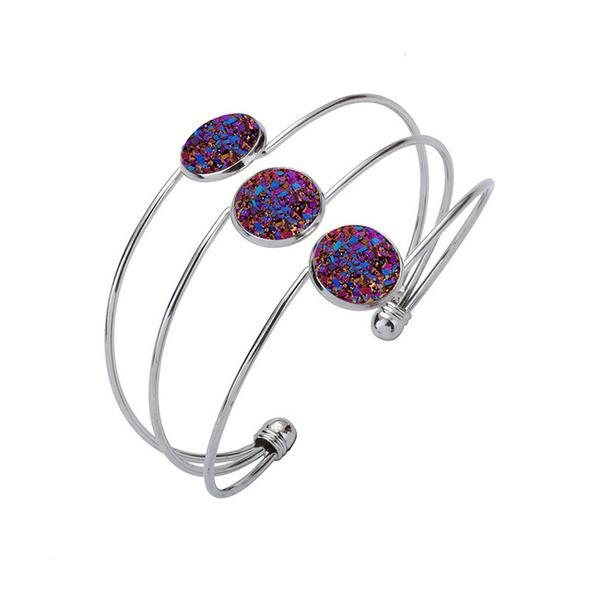 Round Druzy Bracelet Tension Setting Yoga Bracelet And Everyday Wear Bracelet Inspirational Jewelry For Women Round