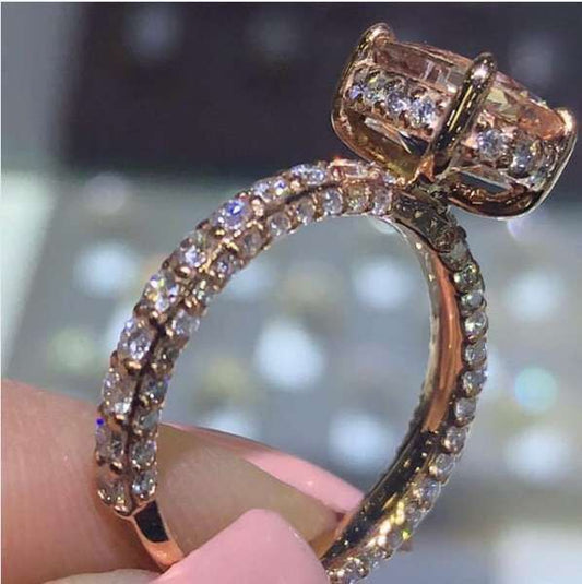 Womens Platinum Plated Zircon Ring Sparkling Cubic Zirconia Brass Fashion Jewelry Statement Ring TrendyQuality