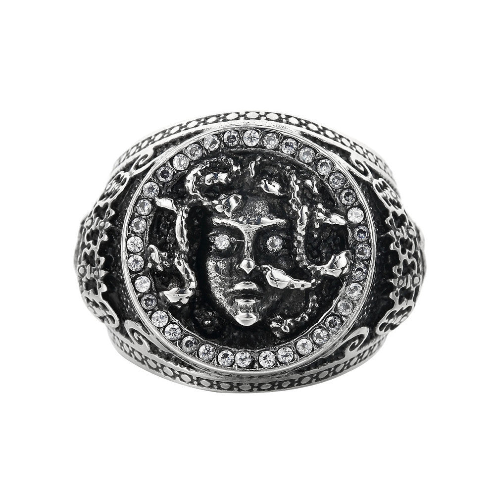 Titanium Steel Ring With Antique Snake Head Design European And American Polished Ring For Opening Ceremony Employee