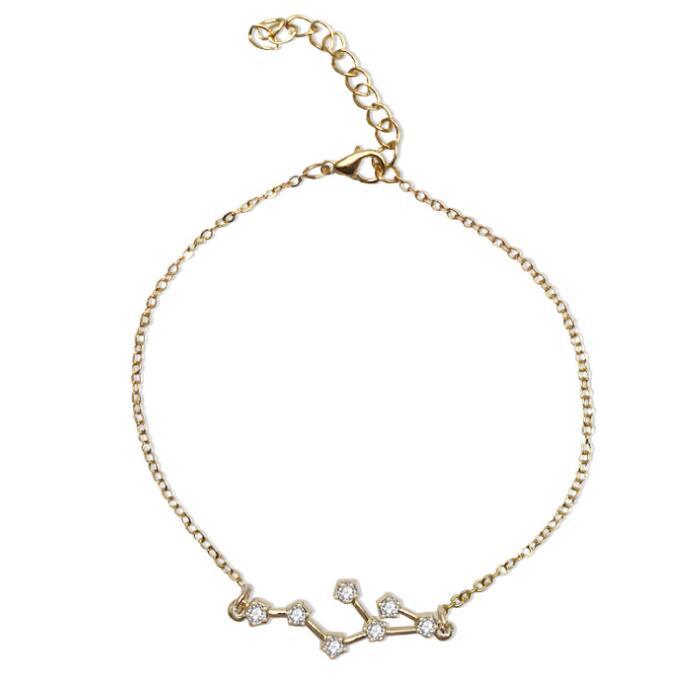 Crystal Constellation Bracelet For Women And Girls Adjustable Length Extender Chain Alloy Charm Everyday Style