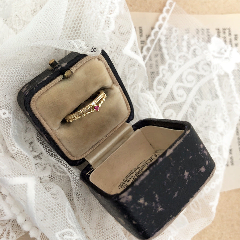 Emerald Green Ring For Women Silver Inlay Geometric Vintage Style Jewelry For Anniversary Gift Engagement Ring