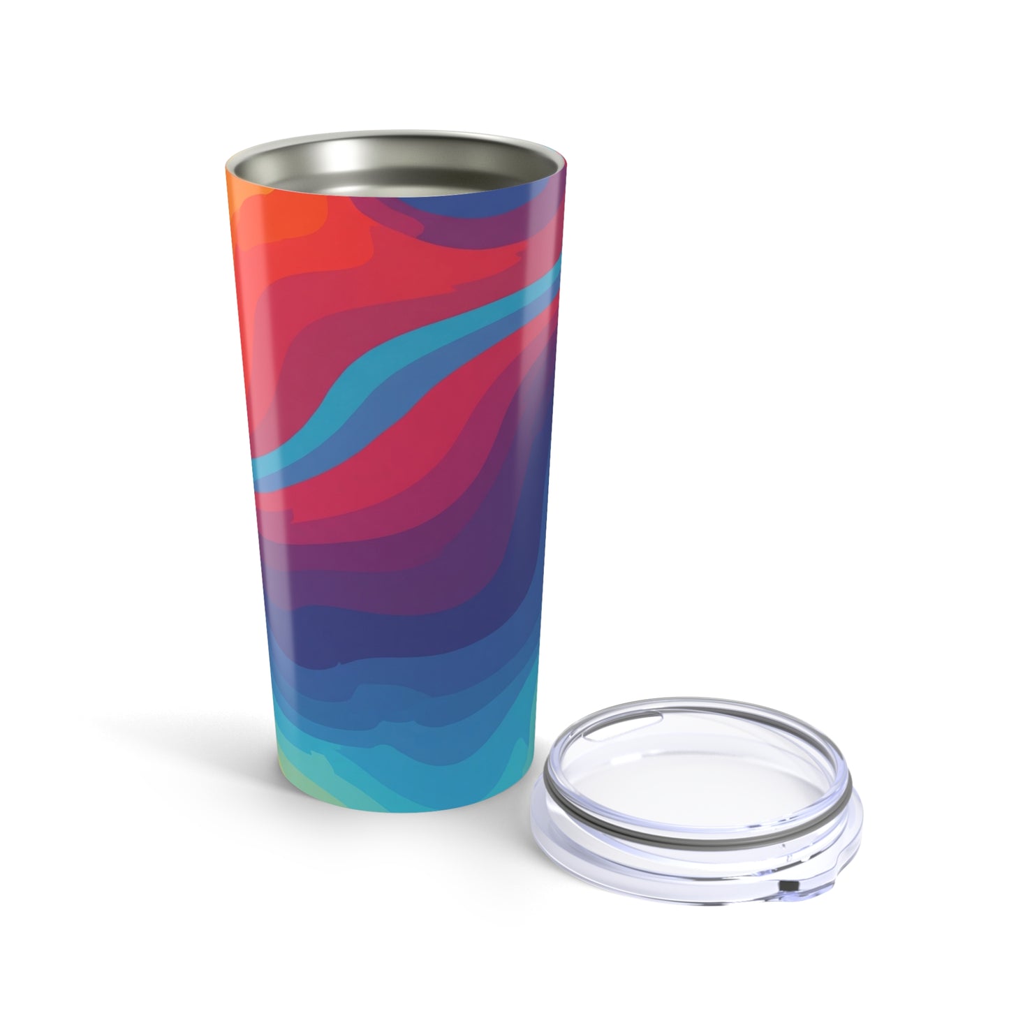 20 Oz Stainless Steel Tumbler With Printed Design And Double Wall Insulation Secure Lid For Hot Or Cold Beverages