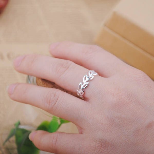 Leaf Design Hollow Ring Sterling Silver 925 Electroplated Jewelry For Women Korean Inspired Accessory Everyday Wear