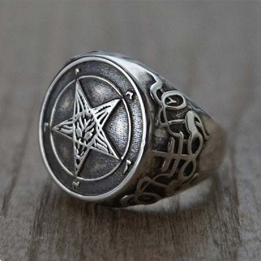 Pentagram Ring Alloy Metal Five Pointed Star Design Ring Electroplated Finish Fashion Jewelry Gift For Pointed