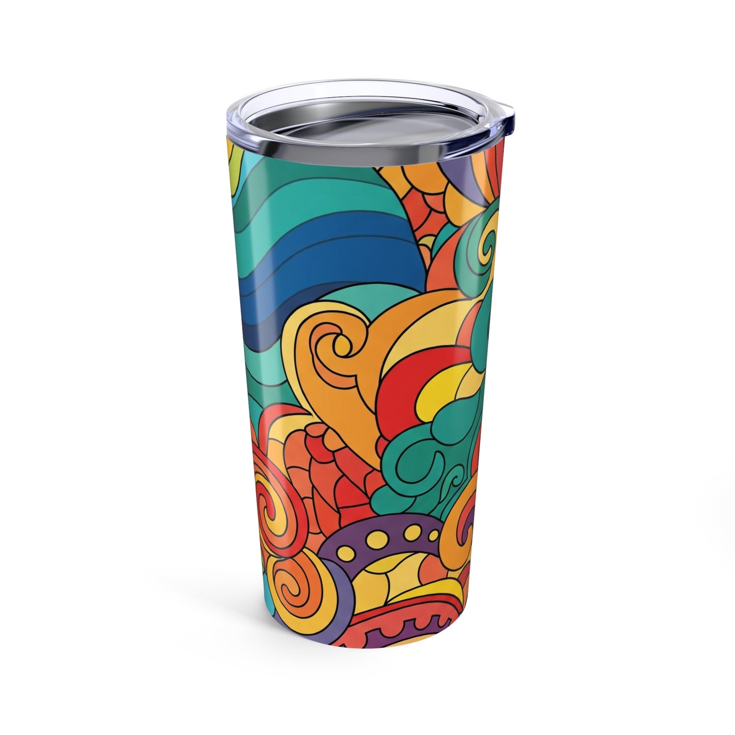 20oz Stainless Steel Tumbler With Printed Design Double Wall Vacuum Insulated Spill Resistant Lid Durable Everyday