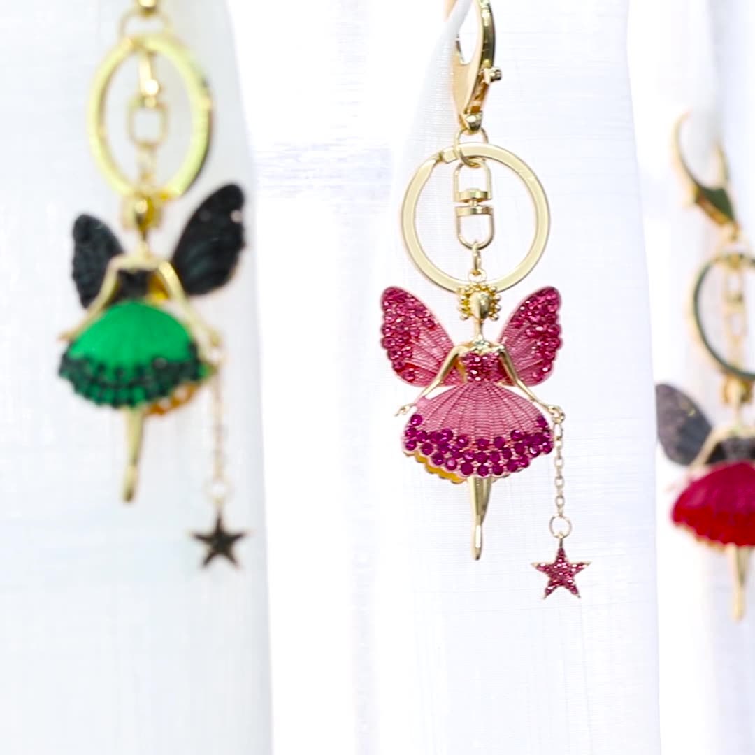 Angel Ballet Girl Car Pendant Ornament Alloy Pink Green Gray