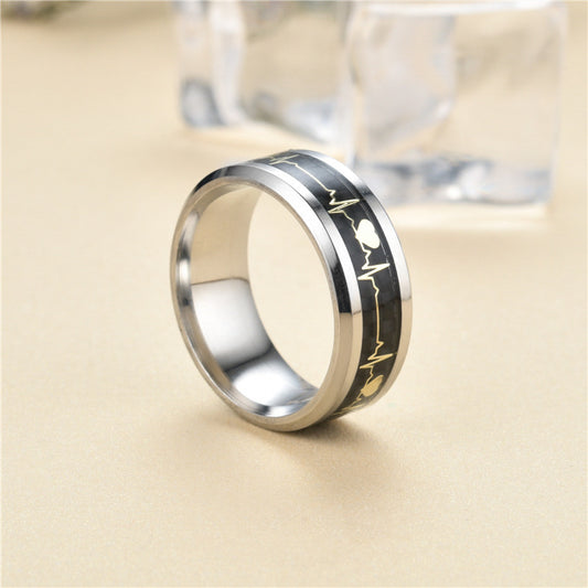 Unisex Stainless Steel Ring Fashion Simple Design Band 8mm Wedding Engagement Promise Electroplated UltraShine