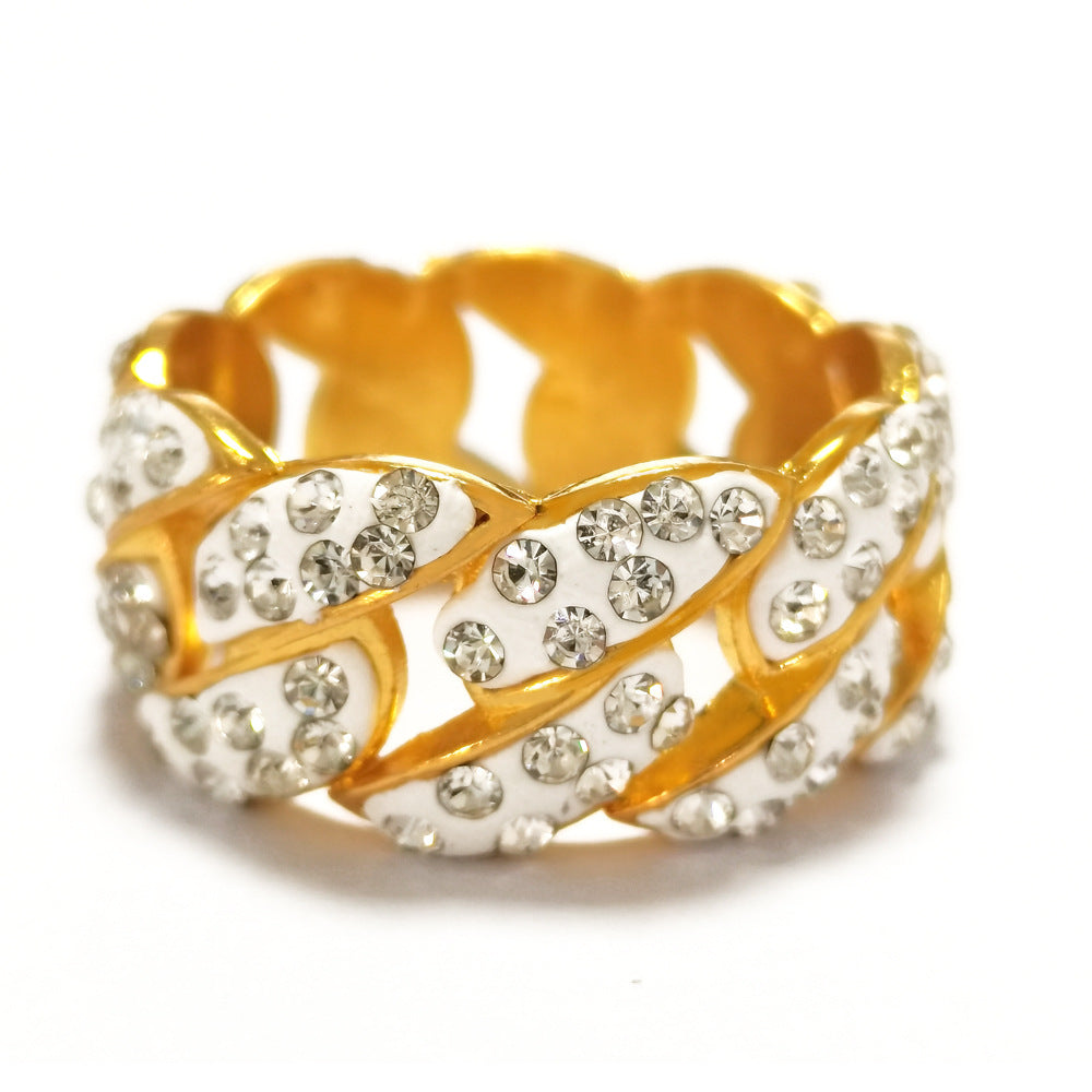 Men's Hip Hop Iced Out Ring Geometric Alloy Gemstone Jewelry Electroplated Fashion Accessory Bling Jewelry Men
