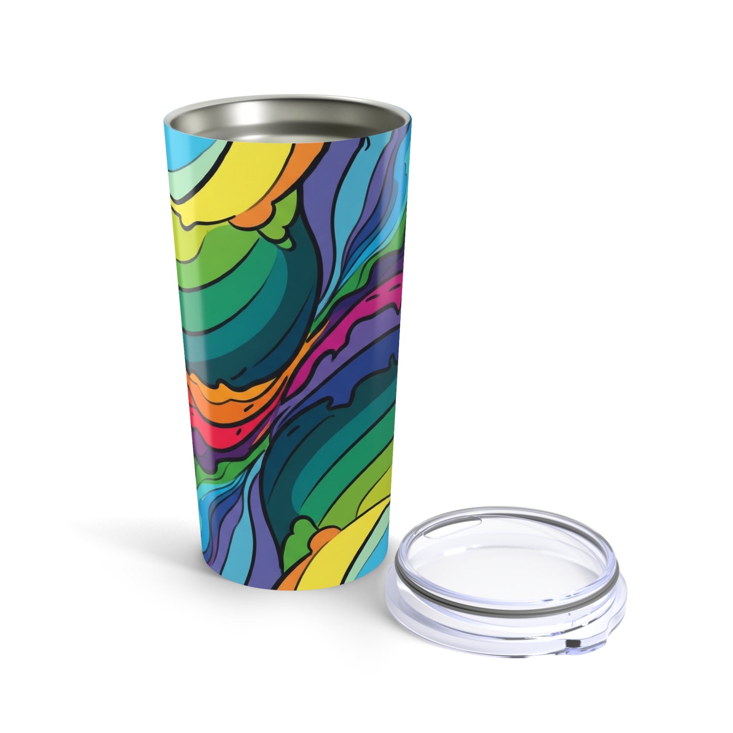 20oz Stainless Steel Travel Mug With Printed Artwork Double Wall Vacuum Insulation Spill Resistant Drinking Tumbler