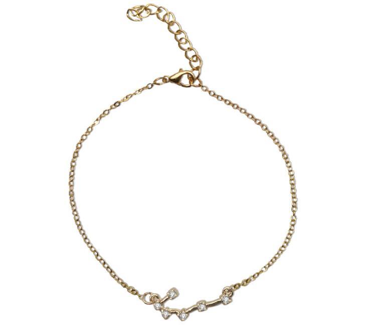 Crystal Constellation Bracelet For Women And Girls Adjustable Length Extender Chain Alloy Charm Everyday Style