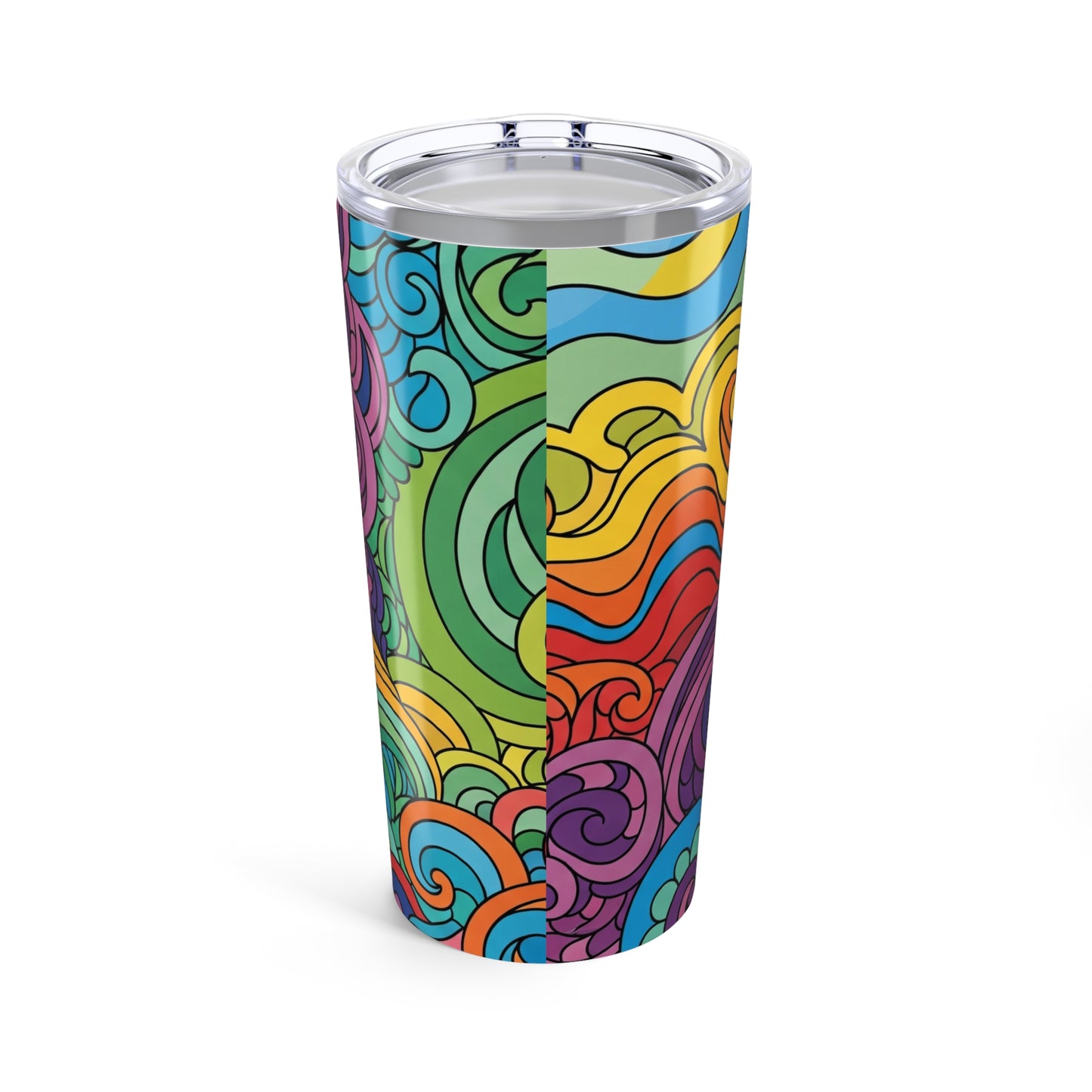 Twenty Ounce Metal Cup With Double Wall Insulation And Leak Proof Lid For Travel Drinks Printed Art Dishwasher Safe