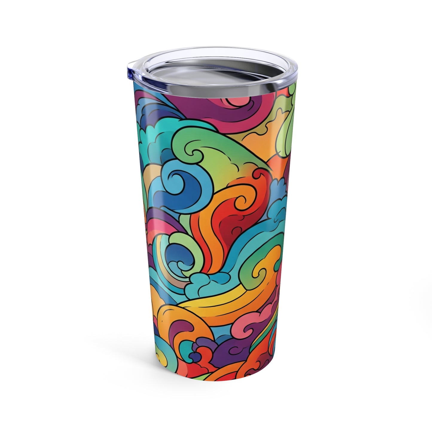 20oz Stainless Steel Tumbler With Double Wall Vacuum Insulation Spill Resistant Printed Design For Hot Beverages