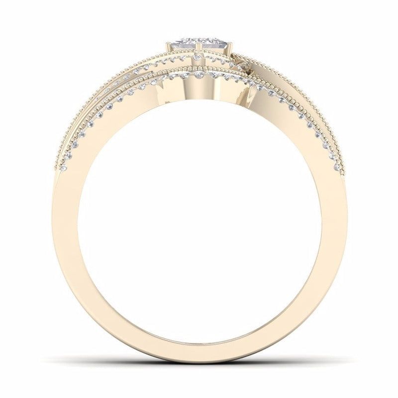 Womens Ring Set Square Micro Inlaid Zircons Gems Alloy Metal Electroplated Finish Wedding Jewelry Gift For Her