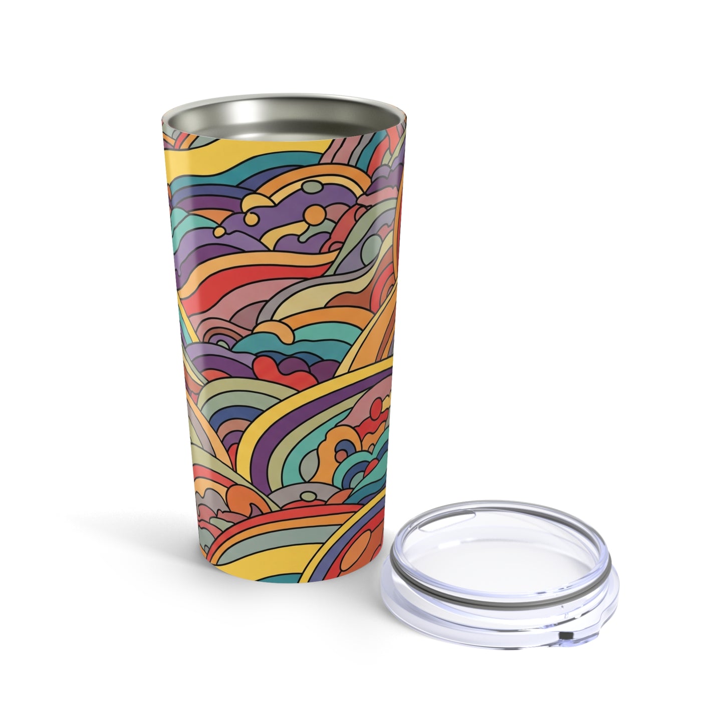 20oz Stainless Steel Travel Mug With Double Wall Insulation Spill Resistant Printed Design For Hot And Cold