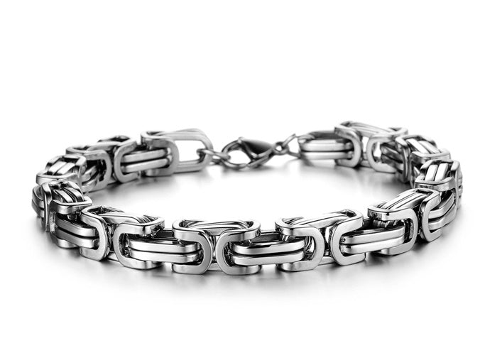 Mens Gold Plated Silver Plated Bracelet European American Design Lightweight Metal 21cm Jewelry Durable Quality Finish