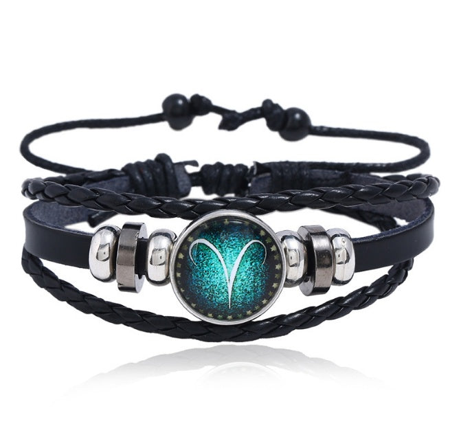 Couples Woven Leather Bracelet Vintage Constellation Design Zodiac Gift For Anniversary Travel Keepsake Gift Box Ready