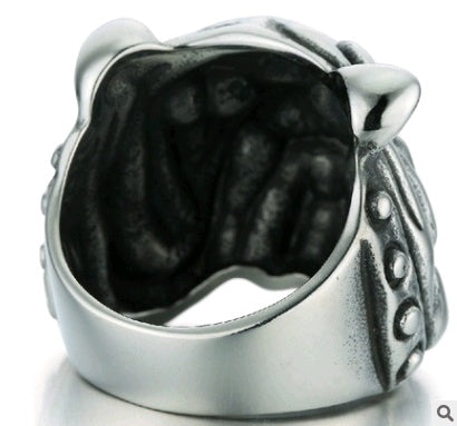 Mens Bold Bulldog Ring Plated Alloy Fashion Statement Ring Domineering Design For Men Edgy Style Gift Trendy Gift Idea