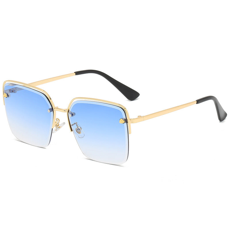 Womens Fashion Sunglasses Half Metal Frame Two Tone UV400