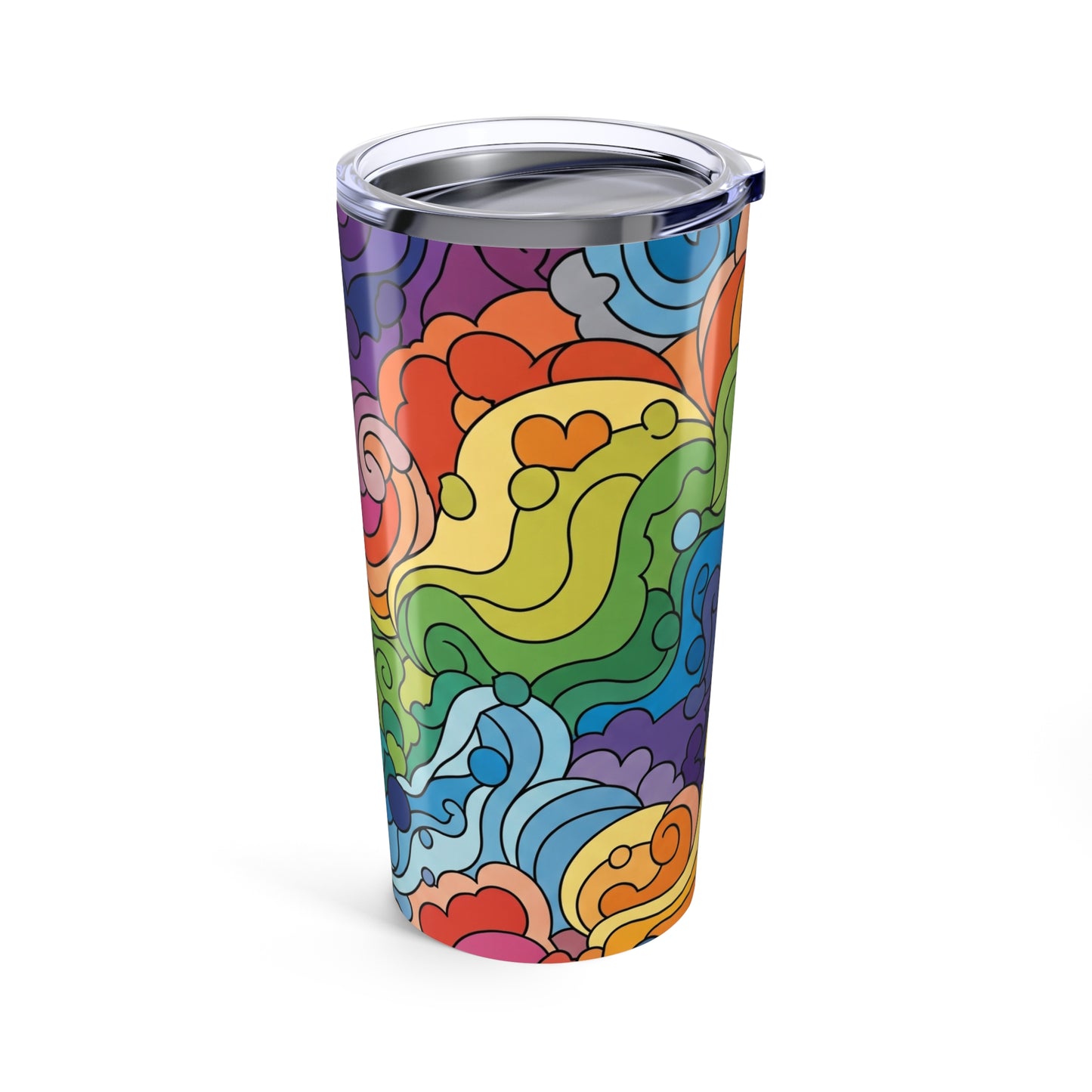 20 Oz Printed Metal Travel Mug Vacuum Insulated Double Wall Spill Resistant Hot Cold Beverage Cup With Lid Durable
