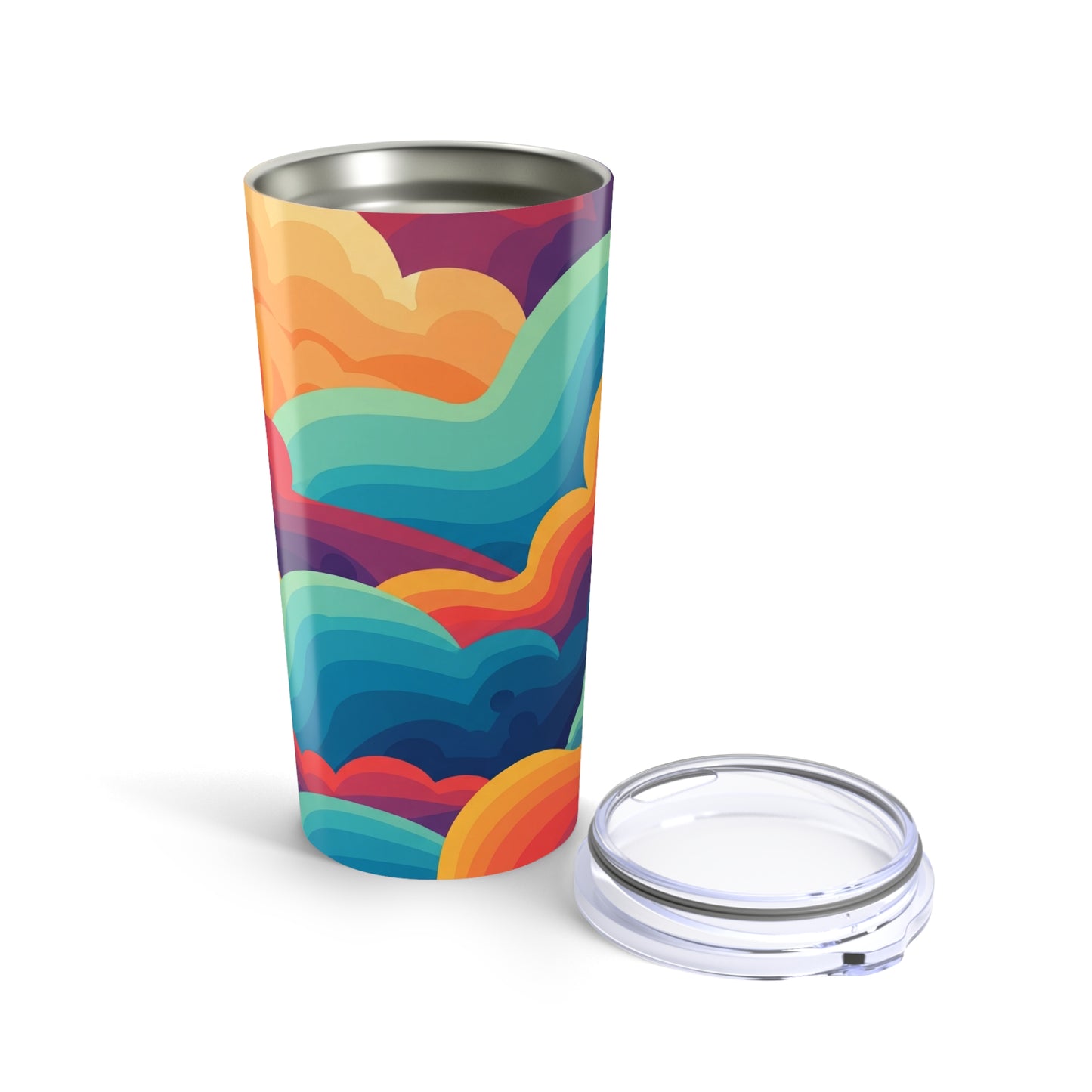20oz Steel Tumbler With Printed Pattern Double Wall Insulation Leak Proof Lid For Hot Or Cold Beverages At Home