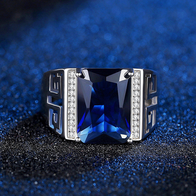 Men's Platinum Plated White Copper Ring Highly Polished Exquisite Workmanship Durable Jewelry For Men Elegance