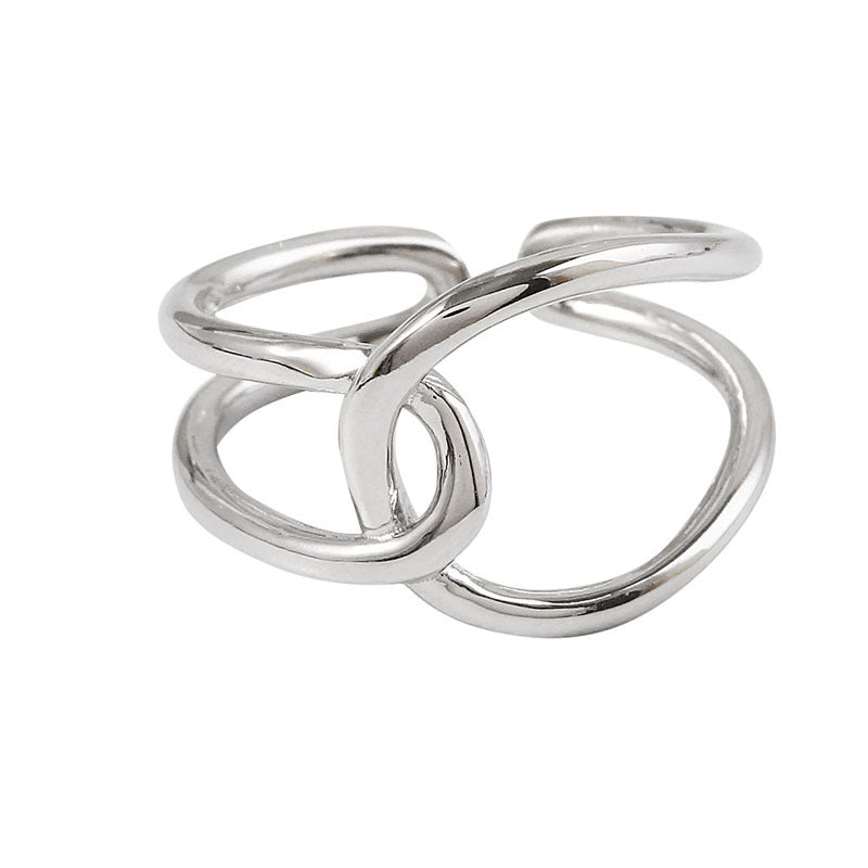 Silver Plated Adjustable Ring Geometric Cross Design For Women Index Finger Fashion Gift Elegant Jewelry Gifts