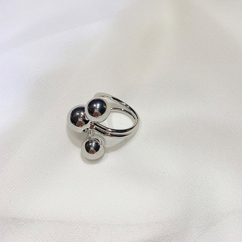 Ladies Round Bead Ring Alloy Electroplated Minimalist Korean Inspired Dainty Stackable Jewelry Statement Piece