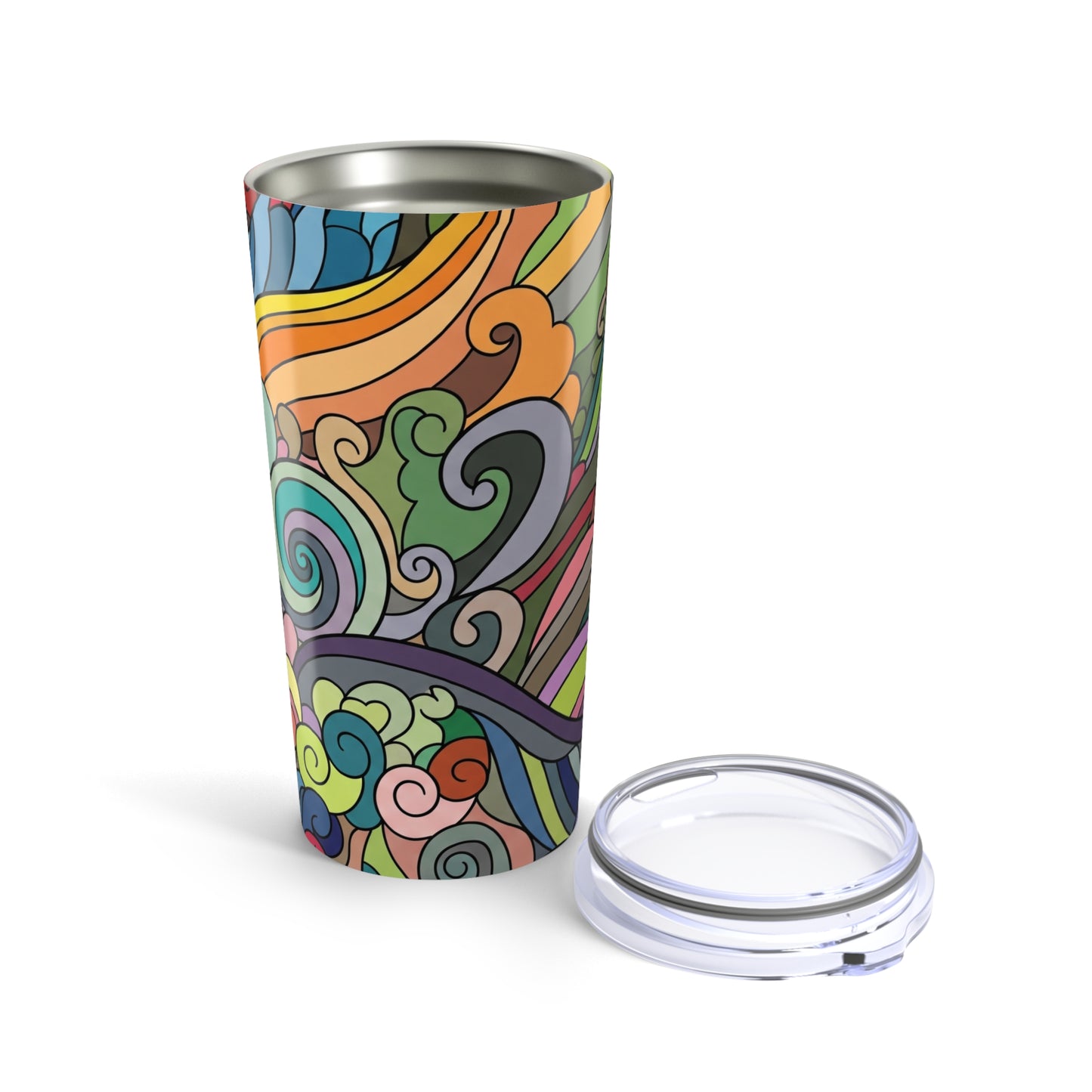 20oz Stainless Steel Tumbler With Double Wall Vacuum Insulation Travel Mug Durable Leak Proof Printed Art Design