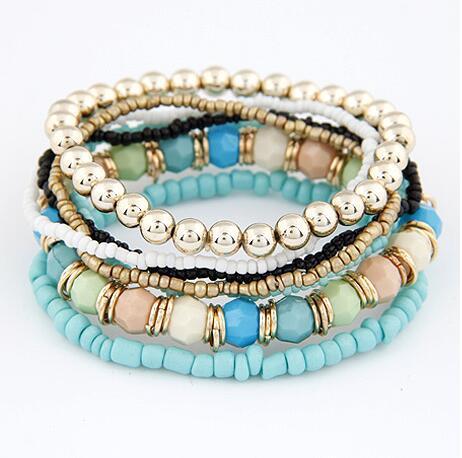 Stretchable Beaded Bracelet Elastic Alloy Acrylic Bangle