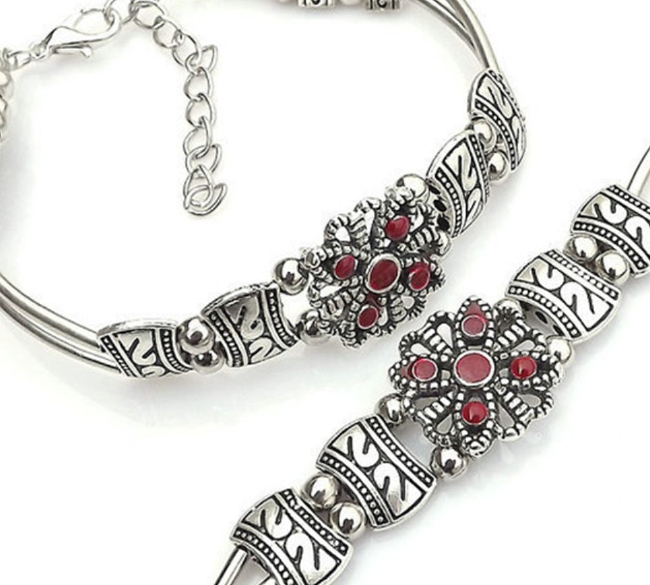 Unisex Geometric Double Row Beaded Bracelet Electroplated Alloy Accessory Europe And America Trendy Wear Style