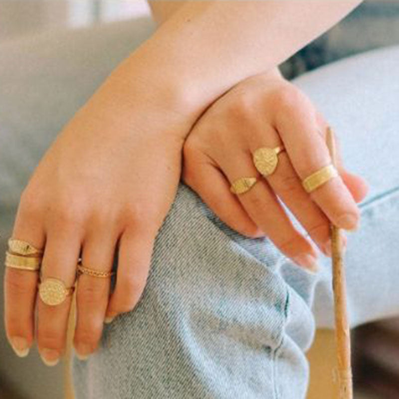 Gold Tone Titanium Steel Irregular Origami Faceted Ring For Women And Men Statement Jewelry Modern Durable Craft