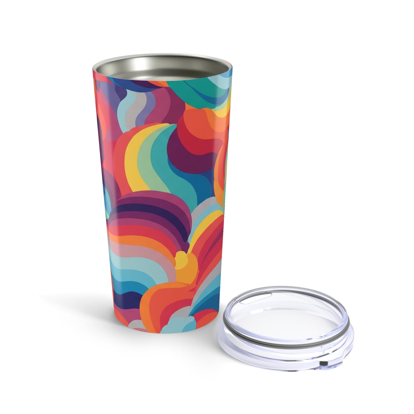 20oz Stainless Steel Tumbler With Printed Design Double Wall Vacuum Insulation Spill Resistant Travel Coffee Mug