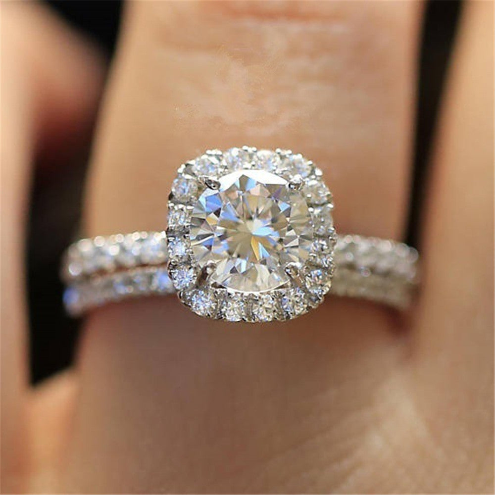 Heart Arrows Crown Ring Silver Tone Alloy With Simulated Diamond Jewelry Gift For Her Womens Fashion Accessory