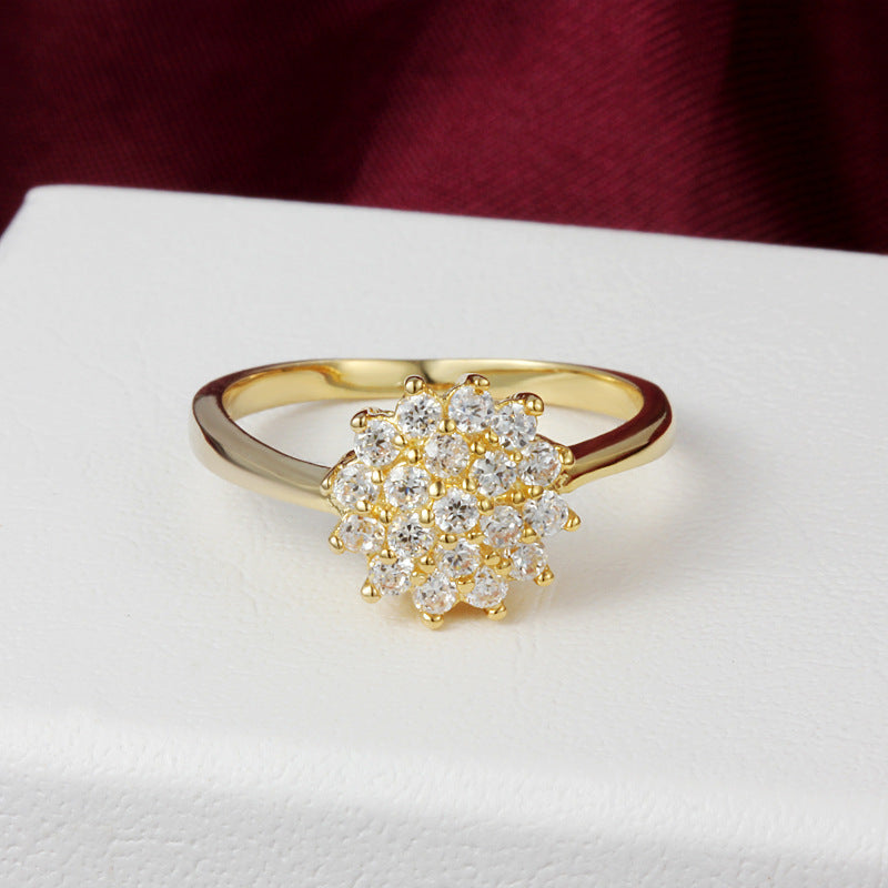 Gold Plated Brass Geometric Ring For Women Elegant Durable Modern Fashion Jewelry Amphibole Stone Everyday Wear