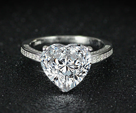Simulated Diamond Heart Ring For Women Copper Material Lovers Fashion Jewelry Adorned With Sparkle All Day Lux
