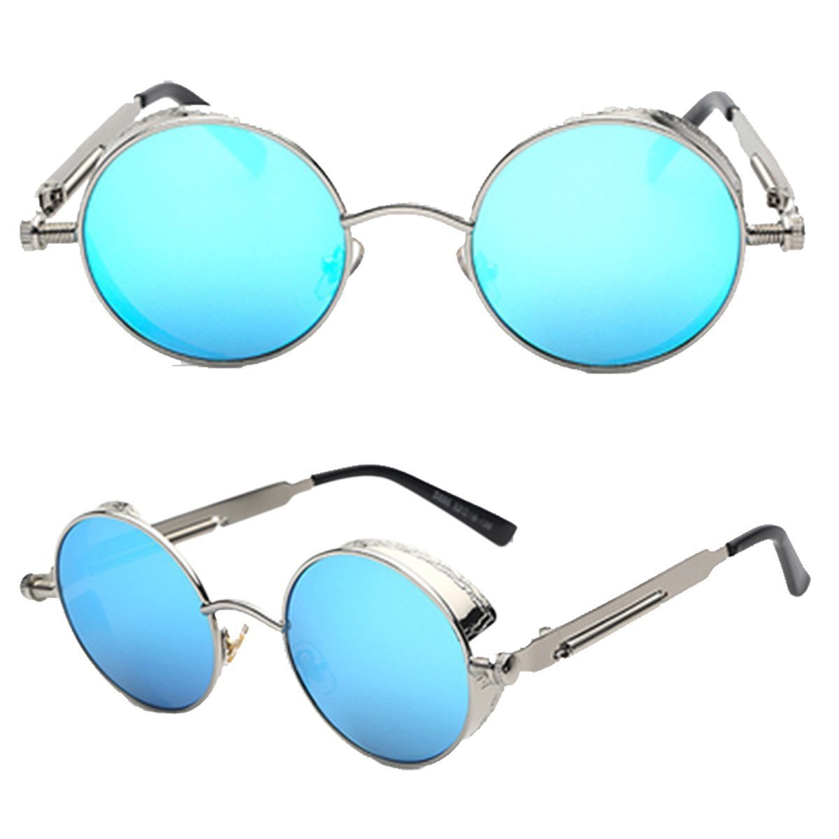 Vintage Round Sunglasses Metal Frame UV400 Protection High Definition Lenses Spring Hinges for Men Unisex Bold
