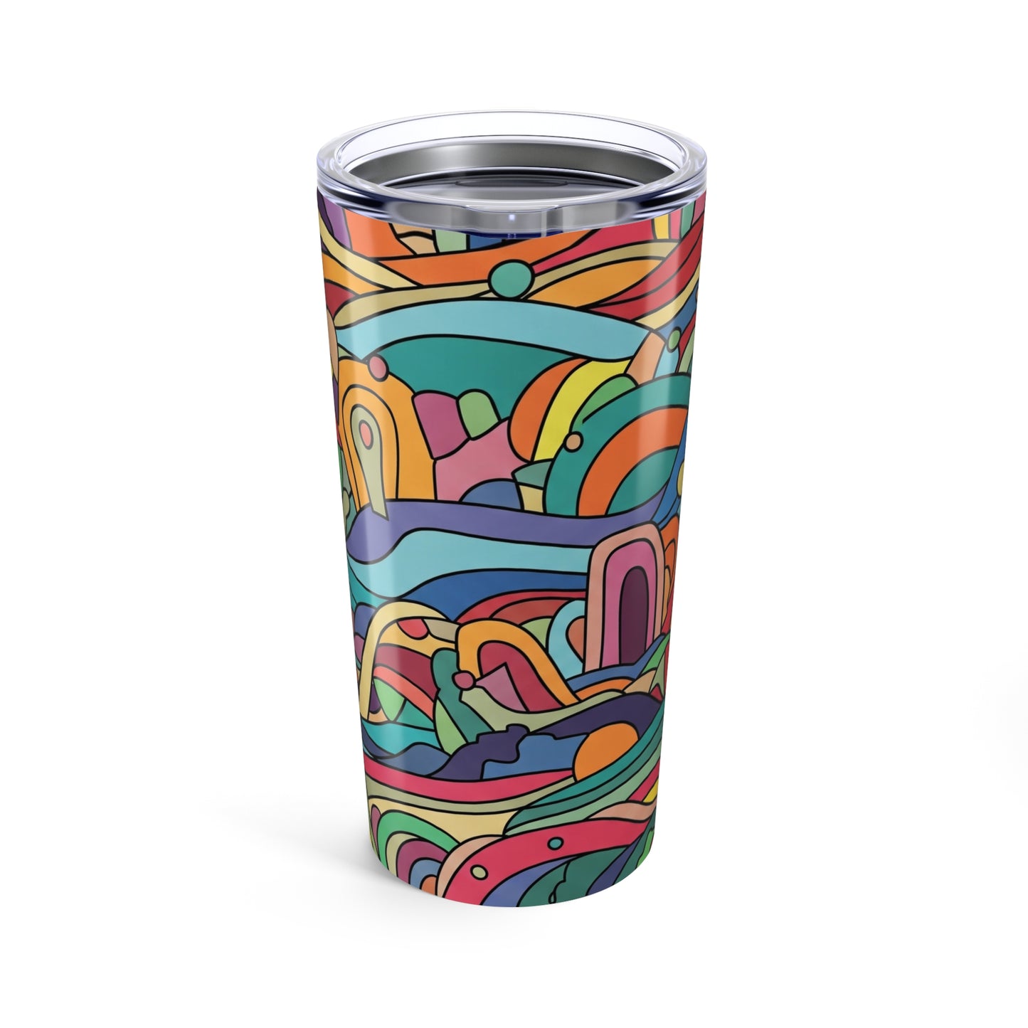 20 Ounce Steel Travel Mug With Double Wall Vacuum Insulated Spill Resistant BPA Free Printed Artwork For Hot And