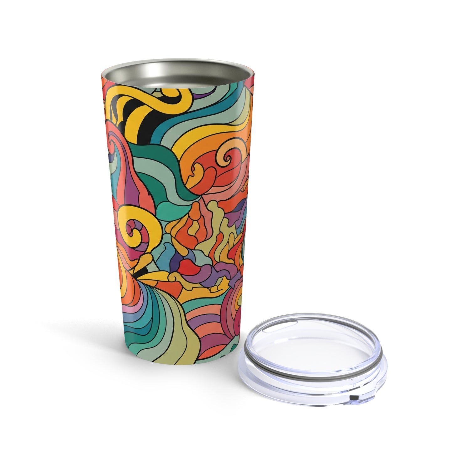 20oz Stainless Steel Travel Mug With Vacuum Insulation Keeps Hot Or Cold Drinks Printed Pattern For Office Use