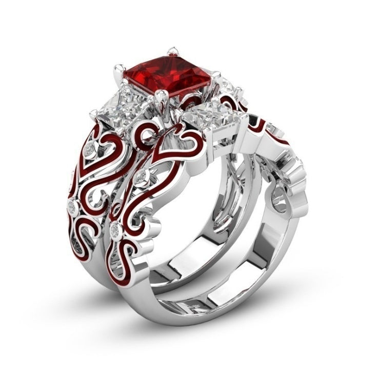 Ladies Engagement Ring Alloy Inlaid Gemstone Fashion Ring Size 5 Red Purple Green Blue Black Gift For Birthday