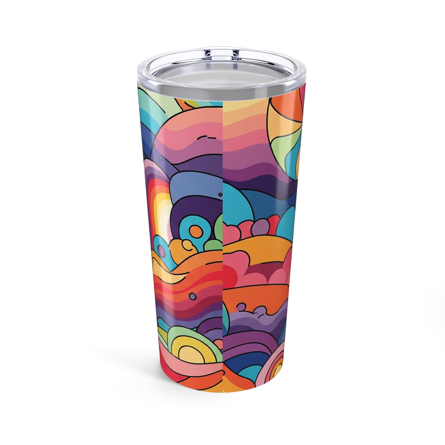20 oz Stainless Steel Printed Coffee Cup Double Wall Vacuum Insulated Leak Proof BPA Free For Hot Cold Beverages