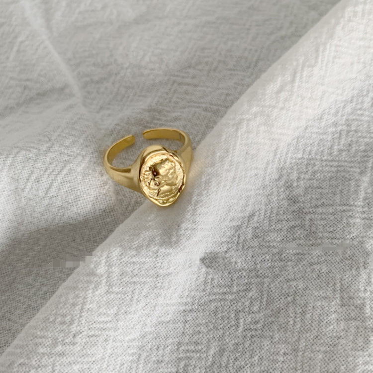 Gold Plated Oval Ring With Zircon Star Design Korean Inspired Fashion Jewelry For Daily Wear Spark Zircon Star