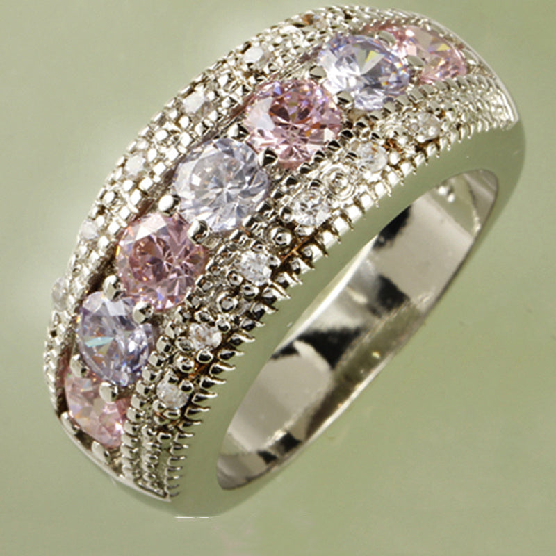 Women Zircon Inlaid Ring Alloy Electroplated Fashion Jewelry For Party Anniversary Gift Daily Wear Trendy Look