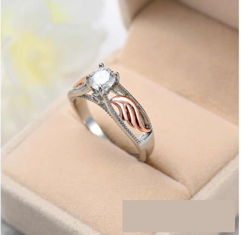 Unisex Ring Two Color Plated Zircon Inlaid Geometric Copper Base Platinum Plated Durable Jewelry Style Europe Fashion