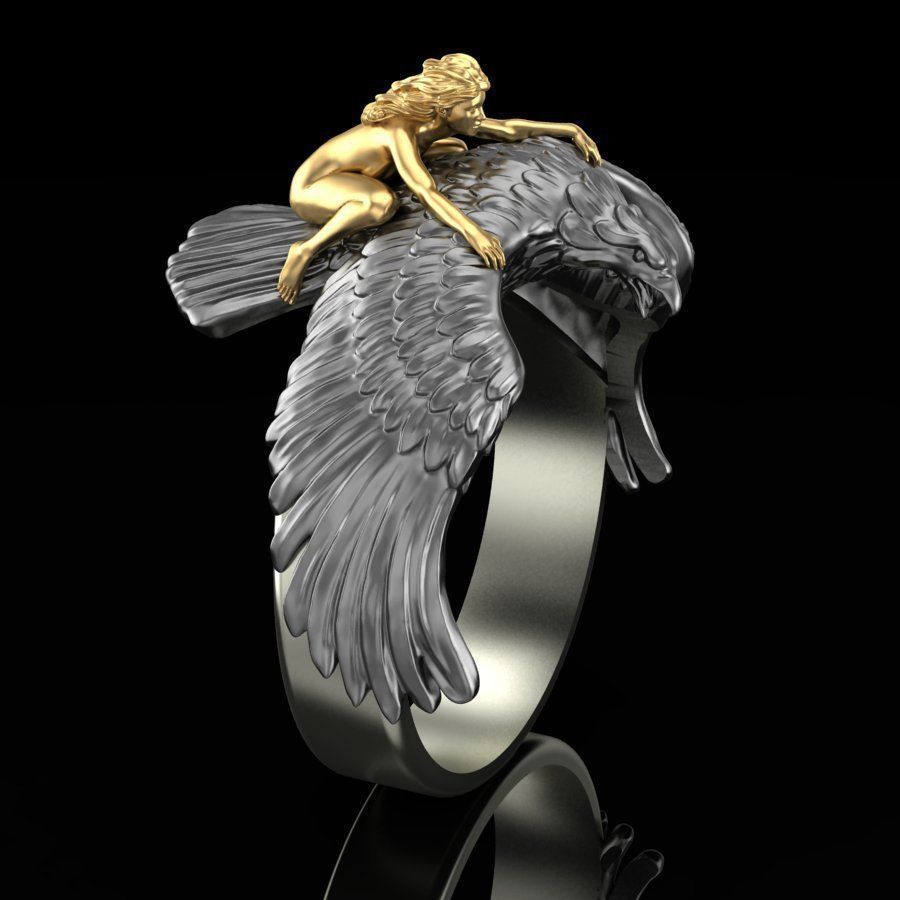 Mens Alloy Eagle Ring Electroplated Gold Flying Design Fashion Jewelry Festival Gift Individually Packed Today