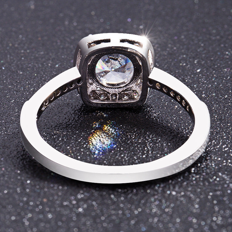 Womens Silver Wedding Ring Copper Engagement Ring With Cubic Zirconia Geometric Design Party Gift Fashion Ring